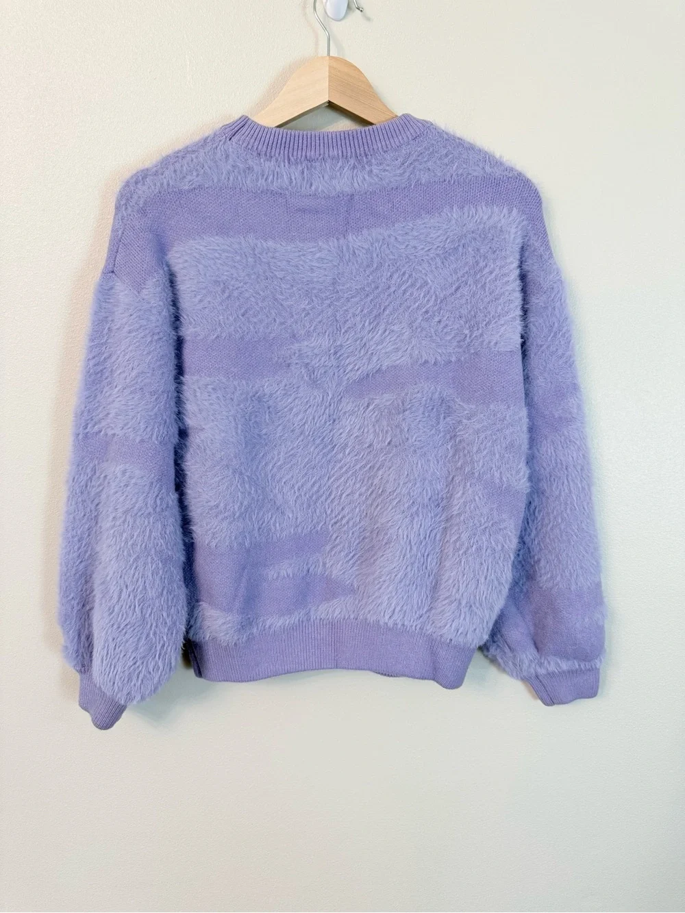 FRNCH Paris Julianne Fuzzy Balloon Sleeve Sweater Lilac Anthropologie S